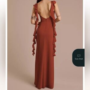 David's Bridal Backless Chiffon Cinnamon Gown